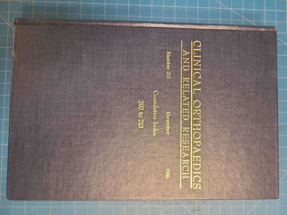 Clinical Orthopaedics Related Research Journal Number 213 December 1986 Medical